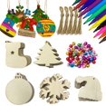 thumbnail image 1 of Adornos colgantes navideños de madera Anditoy, 50 unidades con accesorios, 1 of 7