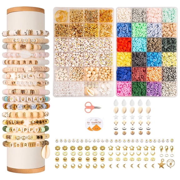 Gogcaro Clay Beads Bracelet Making Kit, 7200 Pcs 2 Boxes Friendship Bracelet kit with Letter Beads DIY Arts and Crafts for Jewelry Making Supplies Beginners Gifts for Girls Adults