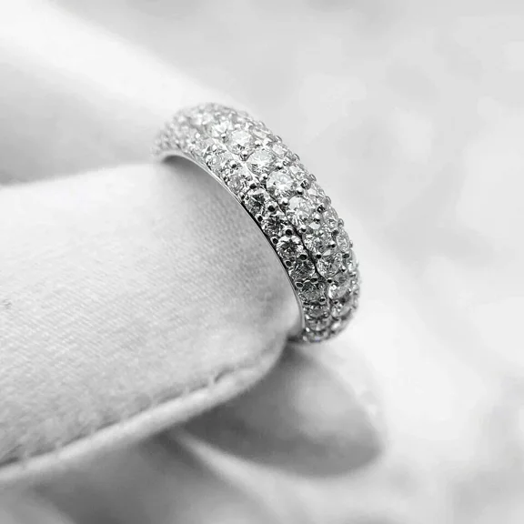 Band Eternity Men's 2 CT Round Cut White Moissanite 14k White Gold Plated