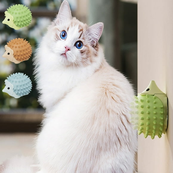 Fiudx Juguete de Erizo para Gatos, con Hierba Gatera para Entretenerse, Diseño Interactivo, Diversión Duradera, Material Seguro, Pequeños Agujeros Redondos para Disfrutar, Fácil de Limpiar, Verde/Azu