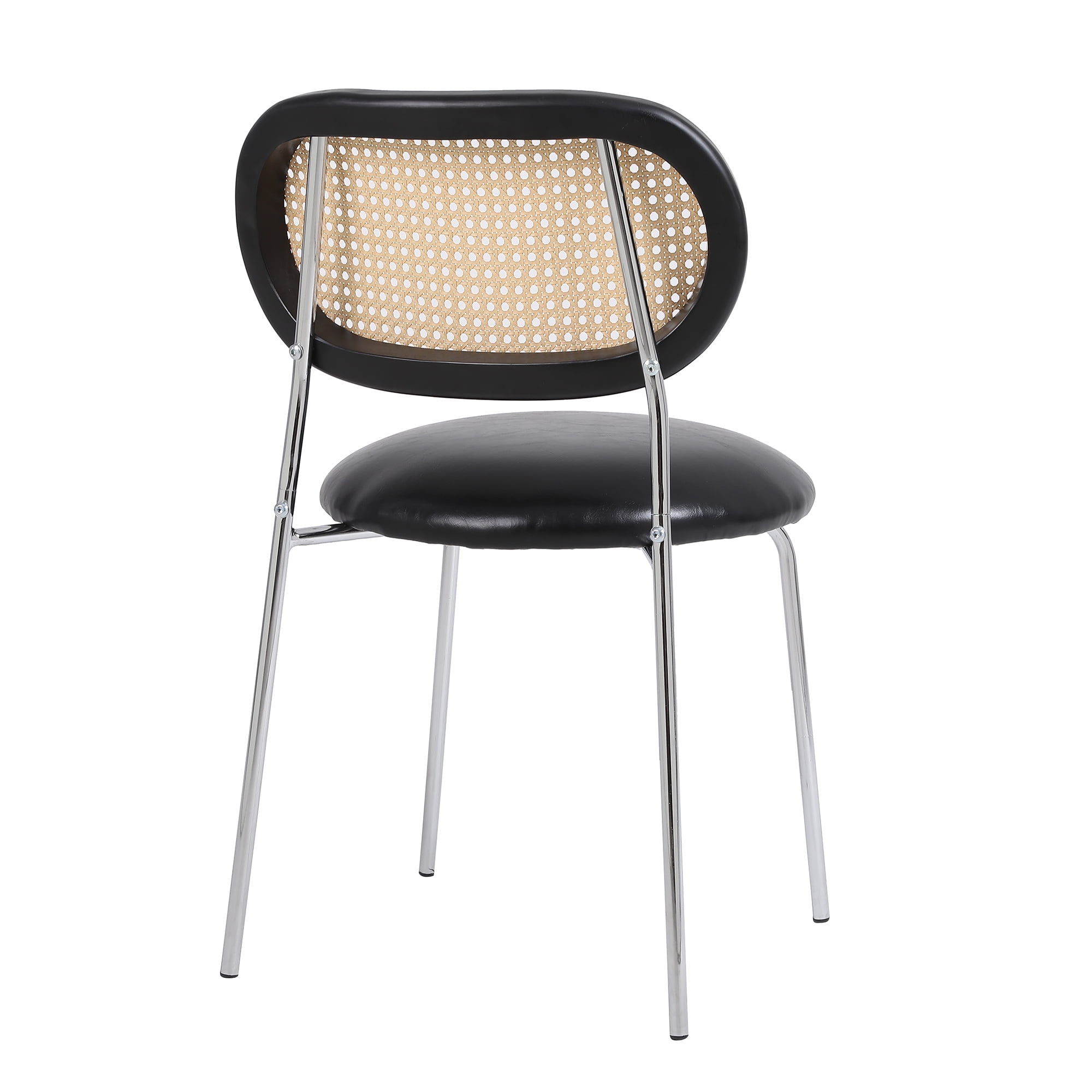 YYAo Modern Dining Room Chairs Set of 2, Dining Back Side Chair with Upholstered Rattan Backrest for Kitchen Living Room Wine Bar, Black YYAo Modern Dining Room Chairs Set of 2, Dining Back Side Chair with Upholstered Rattan Backrest for Kitchen Living Room Wine Bar, Black