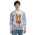 thumbnail image 4 of Playful Basenji Welcomes Winter Snowy Day with Cardinal Bird All Over Print 3D Sweatshirt Unisex Merch African Barkless Dog Lover - 2017, 4 of 6