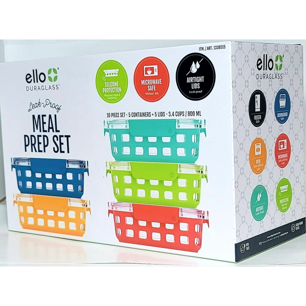 Ello 10piece Glass leak proof Meal Prep Food Storage Container Set