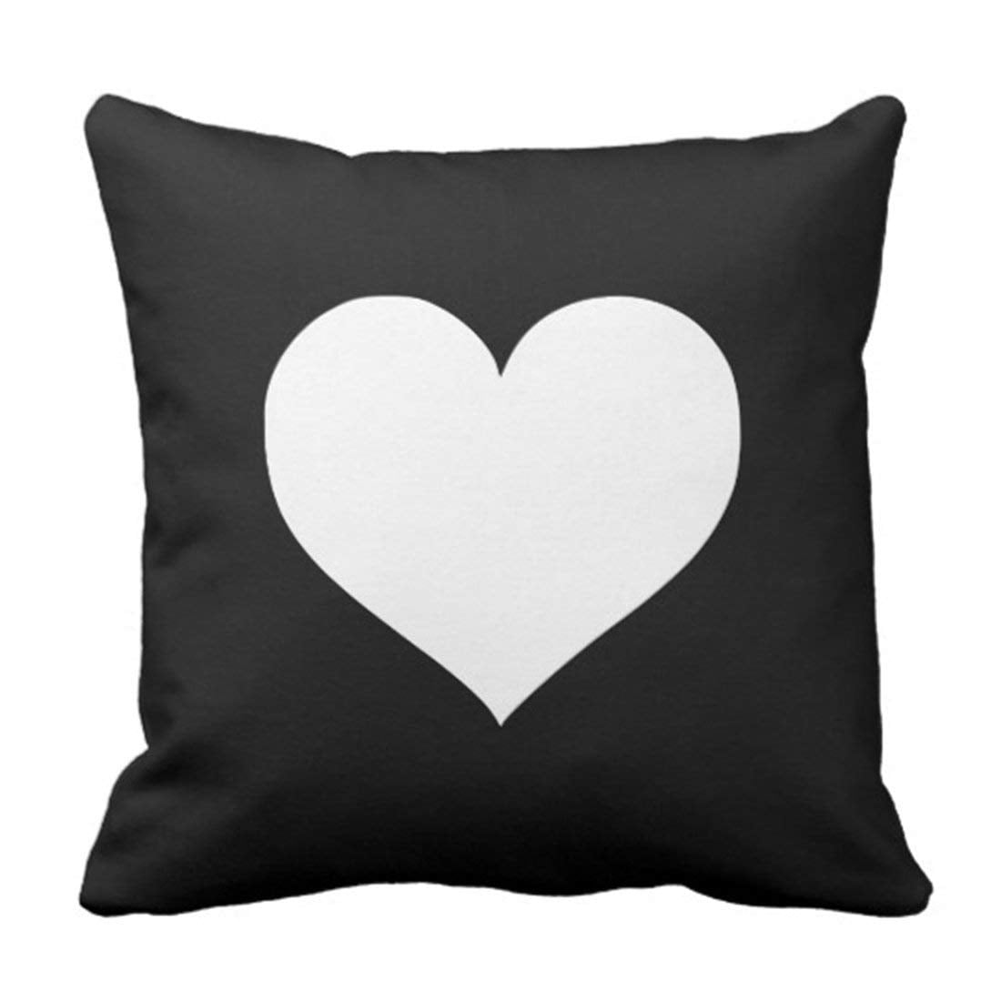 ARTJIA Heart Black and White Collection Pillowcase Throw Pillow Cover