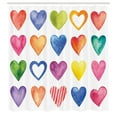 thumbnail image 3 of Ambesonne Grunge Shower Curtain, Watercolor Heart Romance, 69"Wx84"L, Red Blue Yellow, 3 of 5