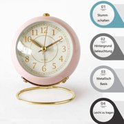 Clock, Small Silent Table Clock Classic Retro Alarm Clock White