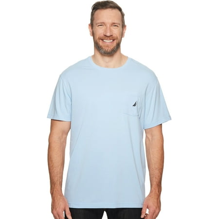 Nautica mens Solid Crew Neck Short Sleeve Pocket T-shirt T Shirt, Noon Blue, X-Large Tall US
