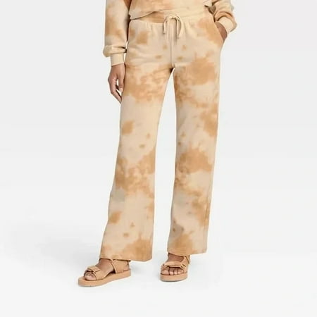 Case of 6 Women s Plus Size Strong Women Wide Leg Graphic Pants - Tan Tie-Dye Size 3x 