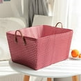 thumbnail image 2 of Btomtd Woven Storage Basket for Home Textiles Japanese Style Laundry Basket with Multi-Use Compartments Dirty Clothes Basket, 40L, Red, 2 of 6
