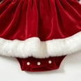 thumbnail image 5 of mgoYE Infant Baby Girl Christmas Outfit Santaromper Dress Long Sleeve Trim Velvet Xmas Princess Dresses(Red,18-24 Months), 5 of 8