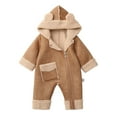 thumbnail image 3 of lcziwo Winter Fleece Lined Jumpsuit Warm Hooded Long Sleeve Zip Up Hoodies Solid Color Cute Snow Suits with Pocket Khaki, 3 of 10