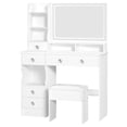 thumbnail image 2 of 3-Mode LED Vanity Desk | 5 Drawers & 7 Shelves | Makeup Organizer with Stool, 2 of 8