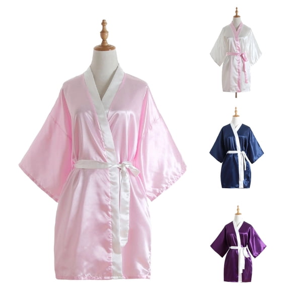Bixock Bathrobe for Women,Pajamas for Women,Silk Robes for Women Long Sleeve Satin Robe Lightweight Fabric Loose Casual Bathrobe Nightwear Sleepwear