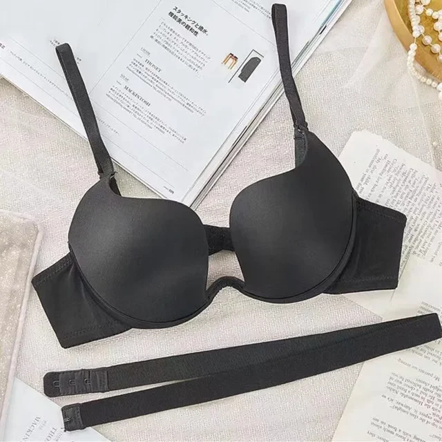 Sujetador en U profundo sin espalda para mujer, ropa interior íntima con aros, copa abierta, Push Up, lencería Sexy sin costuras