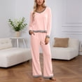 thumbnail image 2 of sususu Matching Lounge Sets for Women,Fall Clothes Trousers Suit For Comfort Sleepwear Elegant Long Sleeve Top And Pants Set Cozy Loungewear Ideal Year Round Relaxation And Restful Nights - RD2, 2 of 5