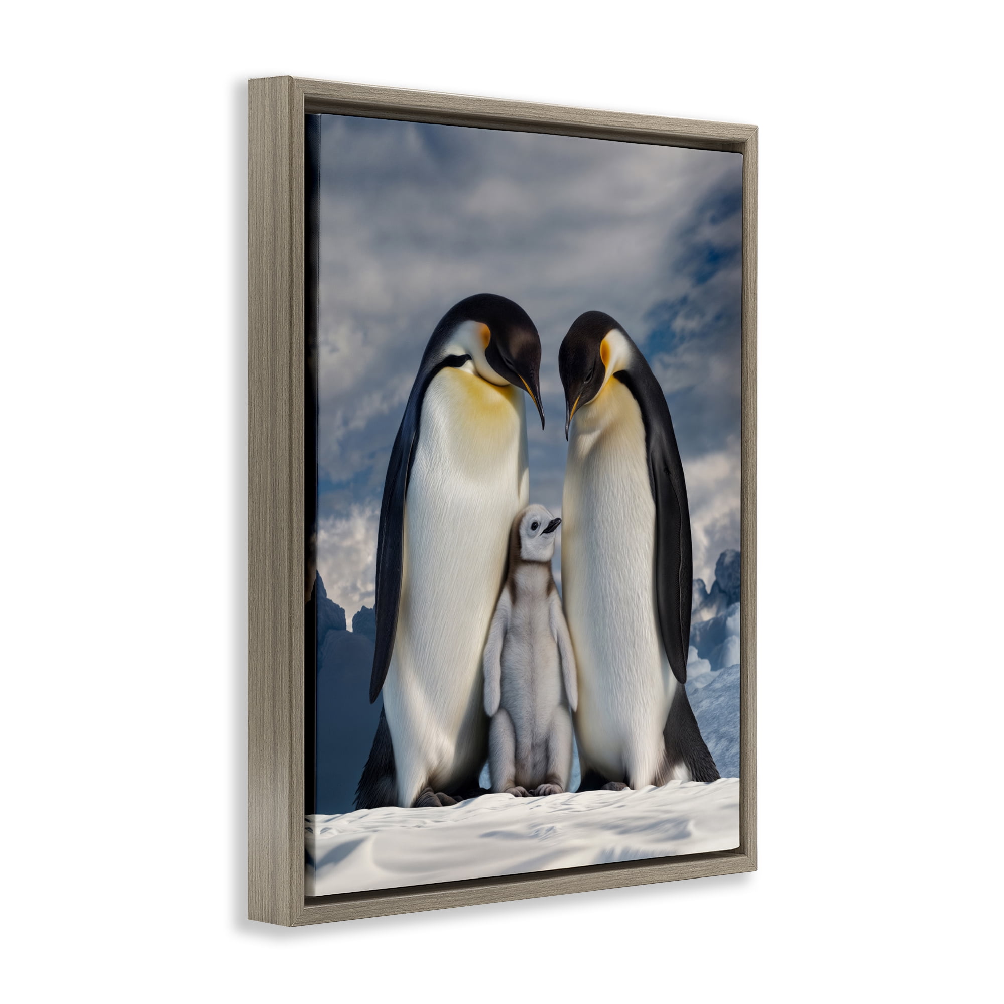 Stupell Industries Penguins In The Wild Brown Framed Floater Canvas Wall Art, design by Scott Stulberg