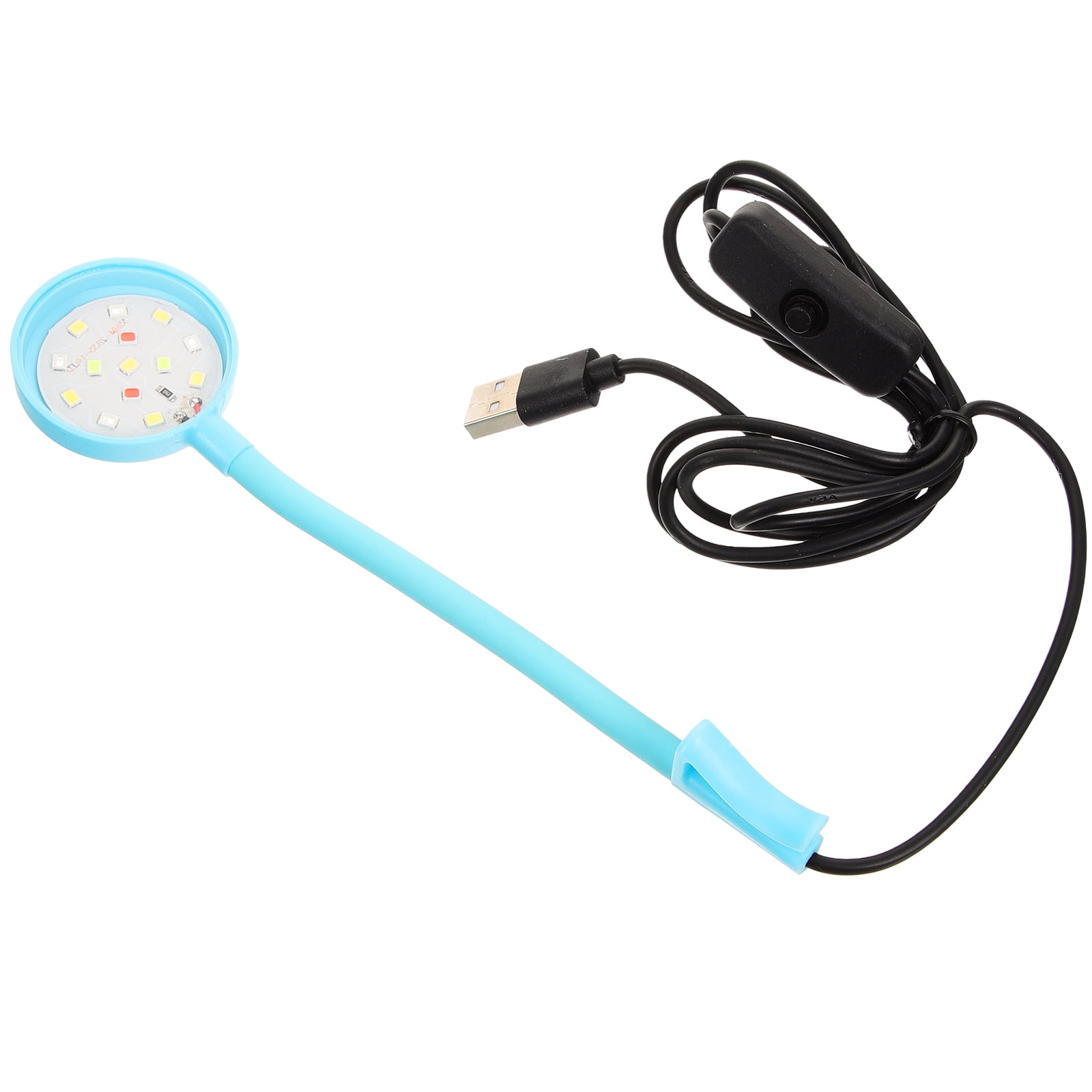 NICEXMAS Sky-Blue LED Fish Tank Lamp USB Powered Space Saving Design for Nano Aquarium Setup Plastic