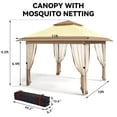 thumbnail image 2 of 11'x11'/12'x12' Gazebo Outdoor Pop up Canopy Tent with Curtains and  121 Square/144 Square Shelter for Patio,Backyard Party, with Mosquito Netting, 2-Tiered Vented Top, 2 of 7