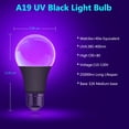 thumbnail image 4 of Black Lights Bulbs, 6W A19 E26 Bulb,Wavelength Level 385-400nm,UV LED Bulbs for Black Light Party Birthday Wedding Christmas Body Paint, Fluorescent Poster, Neon Glow（4pack), 4 of 5