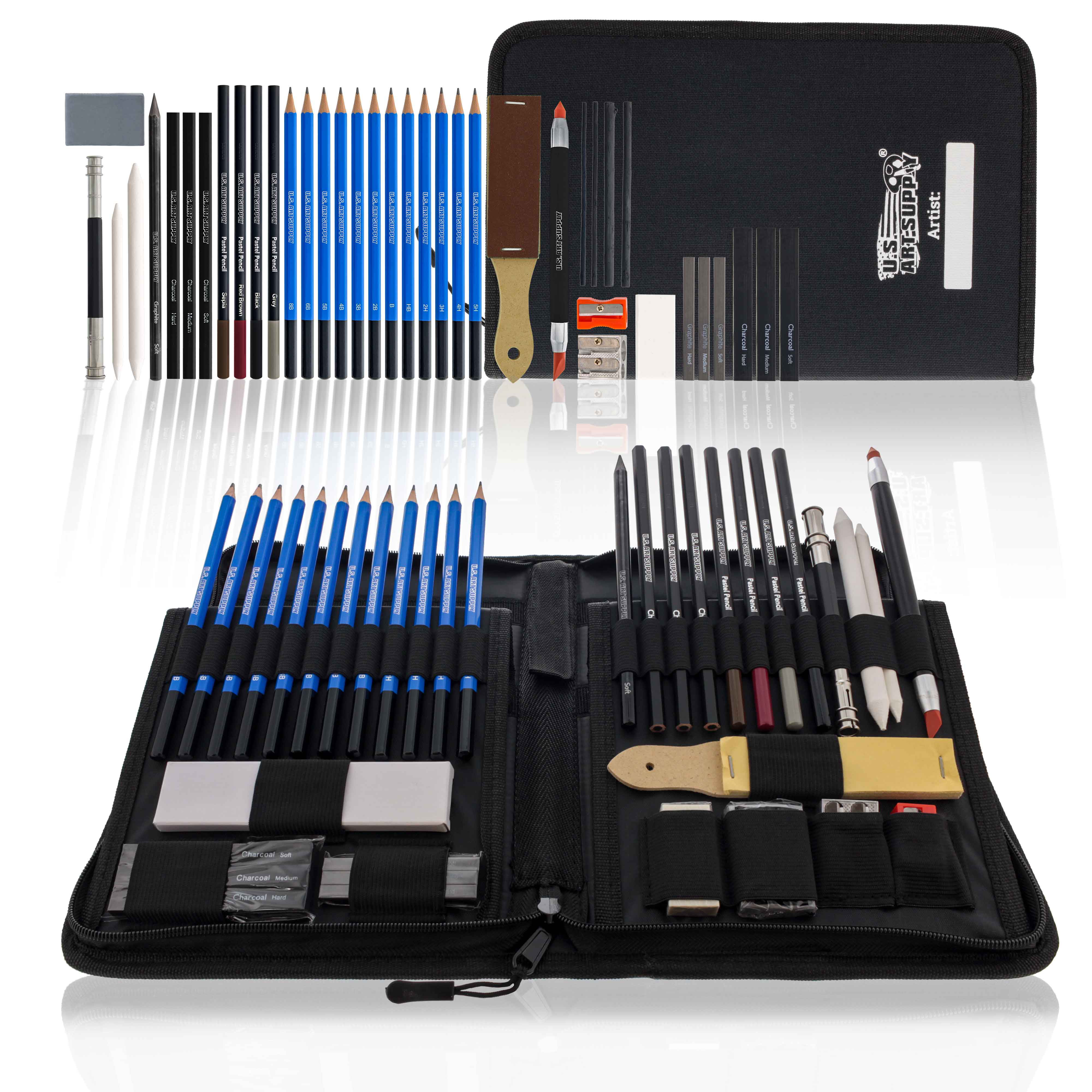  H & B Kit de dibujo profesional de 40 piezas, kit completo de  artista, incluye lápices de grafito, pasteles, sacapuntas y borrador : Arte  y Manualidades