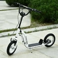 thumbnail image 2 of 12" Youth Scooter with Dual Brakes, Adjustable Height Handlebar & Inflatable Tires - White Steel Kick Scooter for Kids Age 5+, 2 of 5