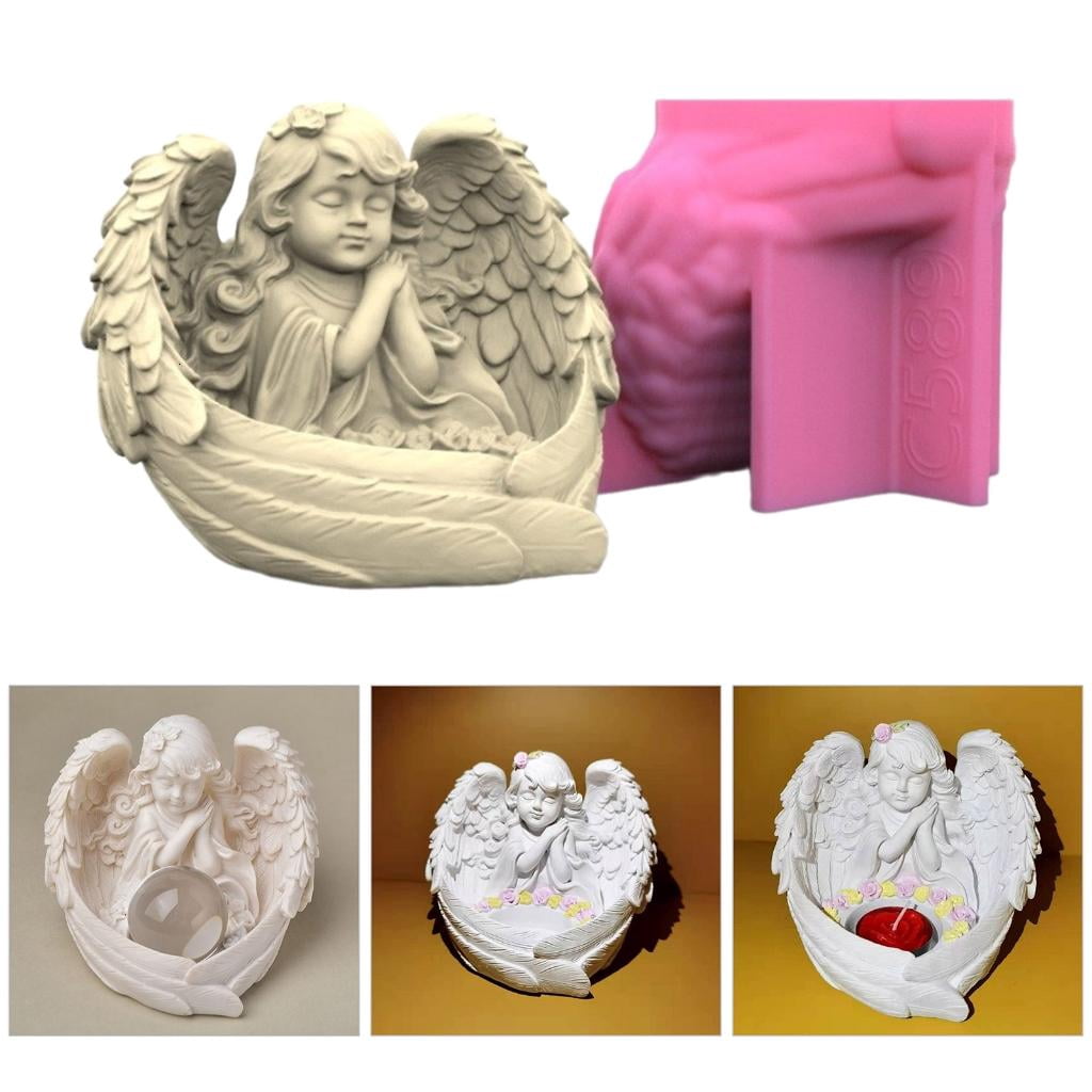 Giaone Silicone Crafts Moulds Candle Holder Molds Angel Girl Shaped for Hand-Making