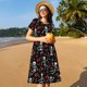 thumbnail image 4 of Balery Skeleton with Roses Vestidos sueltos de manga corta para mujer, vestidos de verano 2025, vestidos casuales de corte A con vuelo., 4 of 6