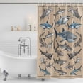 thumbnail image 2 of Ocean Sharks Shower Curtain Set - Extra Long 72" x 96" Washable Bathtub Curtain with 12 Hooks, Vintage Coastal Underwater Animals Brown Waterproof Fabric Shower Curtains for Bathroom/Bathtub Décor, 2 of 6