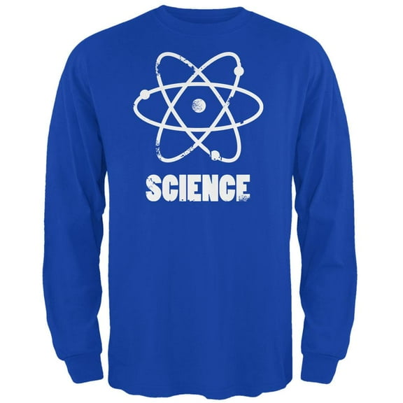 Atom Science Distressed Royal Adult Long Sleeve T-Shirt - X-Large