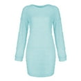 thumbnail image 3 of Fangasis Ladies Mini Dresses Plush Sweater Dress Long Sleeve Pullover Jumper Women Slouchy Casual Warm Light Blue 2XL, 3 of 4