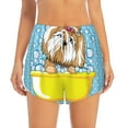 thumbnail image 2 of Vsdgher Dog Takes a Bath in the Bathtub Print Women's Running Double Layer Shorts High Waisted with Pockets Elastic Yoga Workout Athletic Gym Sports, 2 of 8