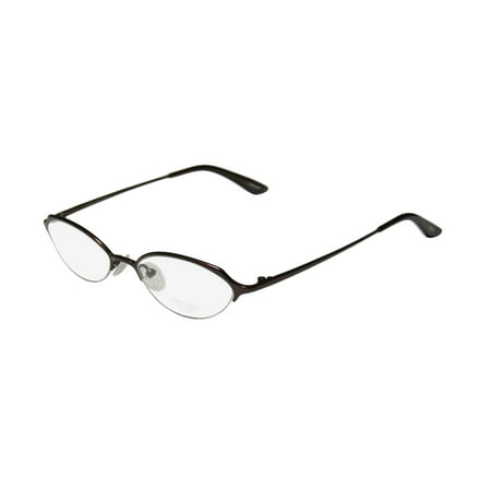 New Oliver Peoples Dulcette Womens/Ladies Designer Half-Rim Titanium Shiny Brown Half-rim Hip Titanium Frame Demo Lenses 48-17-133 Eyeglasses/Eye Glasses