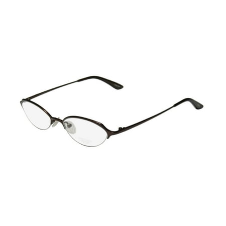 New Oliver Peoples Dulcette Womens/Ladies Designer Half-Rim Titanium Shiny Brown Half-rim Hip Titanium Frame Demo Lenses 48-17-133 Eyeglasses/Eye