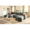 thumbnail image 2 of HQZX Modern Large Sofa with Storage and Footstool, 6 Seater Combination Lounge Chair, Gray, 2 of 12