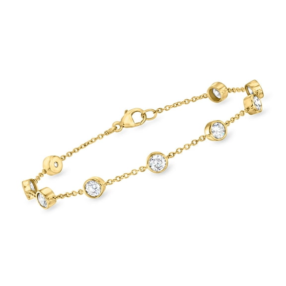 Ross-Simons 2.00 ct. t.w. Bezel-Set CZ Station Bracelet in 18kt Gold Over Sterling, Women's, Adult