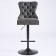 thumbnail image 3 of LEGAHOME Adjustable Bar Stools Set of 2, 26” Swivel Counter Height Bar Stools with Handcrafted Buttons and Hammered Rivets, Vintage American Bar Stools for Kitchen Island, Bar, Home, Charcoal Black, 3 of 9