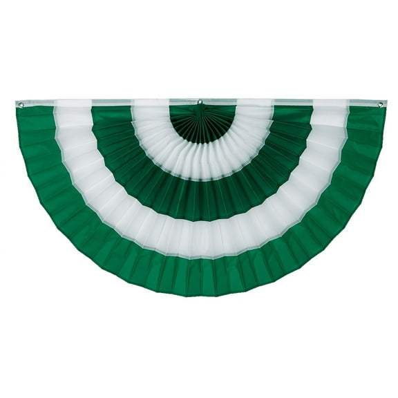 St. Patrick’s Day Pleated Fan By Old Glory Bunting– 2' x 4' Nylon Irish Flag Bunting! Fully Sewn Green & White 5 Stripe Fan Flag Bunting Banner. Pleated Fans Made in The USA!