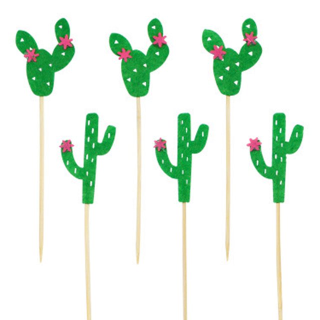 Coxeer Cake Topper Set Felt Plant Cute Cake Pick Cupcake Decoration Stick for Birthday
