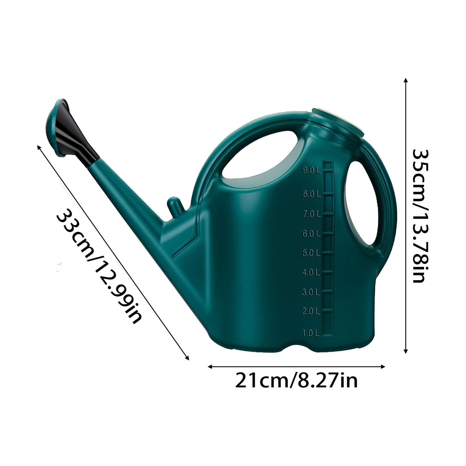 2.38 Gal Large Capacity Plastic Watering Can with Long Spout Removable Rose Head Ergonomic Handle for Indoor Outdoor Garden Plants Flowers Seedlings