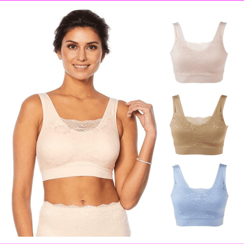 Rhonda Shear Deep Purple Ahh Bra Lace Overlay New Removable Pads