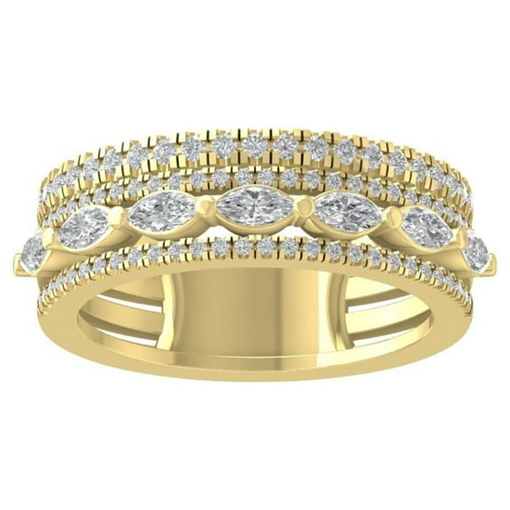 ARAIYA FINE JEWELRY 10K Yellow Gold Lab-Grown Diamond Anniversary Ring (1 cttw Round-shape Lab-Grown Diamonds (D-F Color, VS Clarity) Size 5