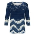 thumbnail image 6 of Jsaierl Women's 3/4 Sleeve Tops Summer Crew Neck Shirts Trendy Print Petite Blouses Going Out Dressy T-shirts Top S-2XL, 6 of 6