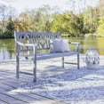 thumbnail image 4 of Sloane 59.1" 3-Seat Ogee Diamond-Back 600-Lbs Support Acacia Wood Outdoor Garden Patio Bench, Gray, 4 of 8