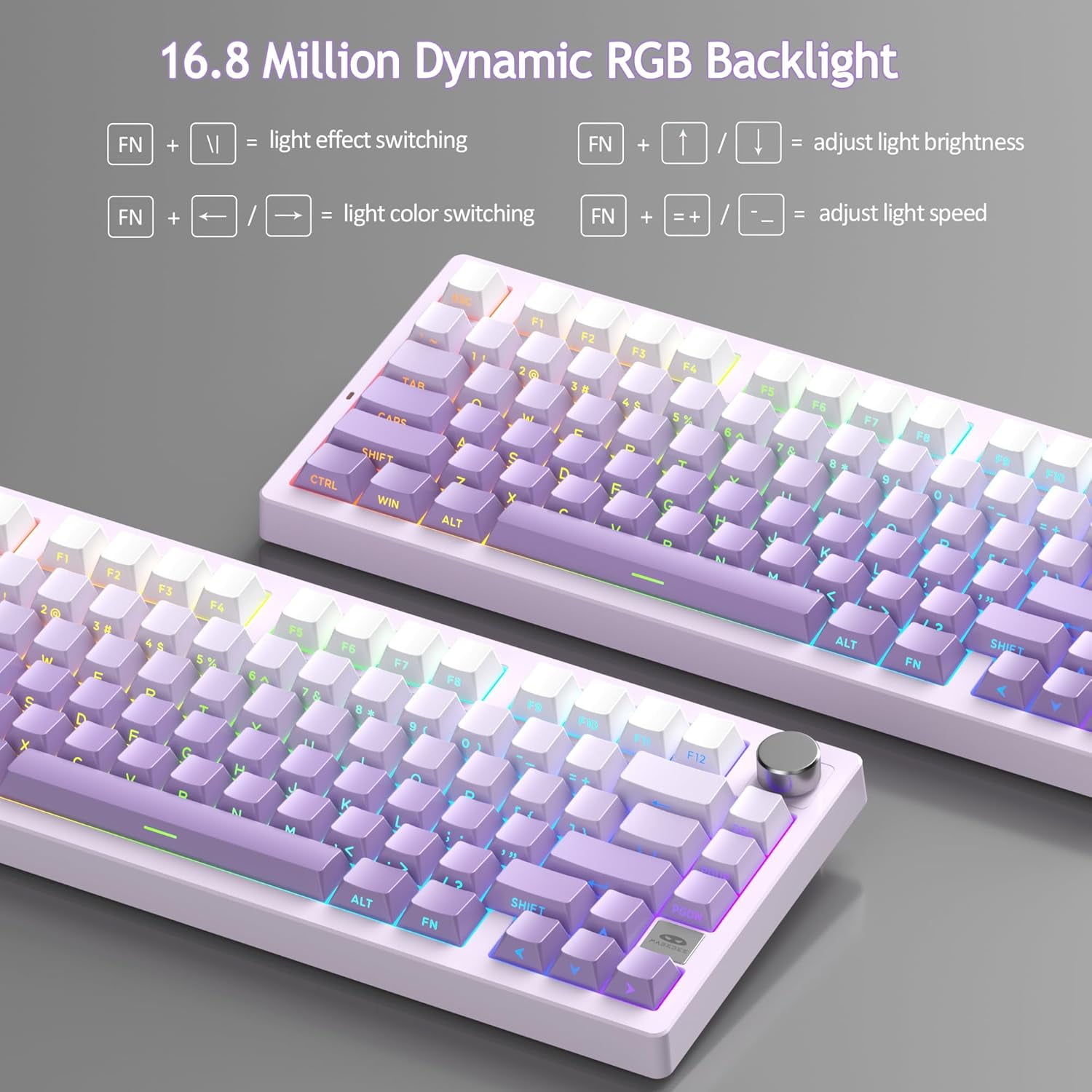 MageGee LIGHT75 Wireless Creamy Keyboard, Gasket Structure Hot Swappable, 75% Compact 2.4G/USB-C/BT5.0 RGB 4000mAh