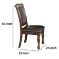 thumbnail image 4 of Wood & Leather Dining Chairs - Set of 2 - Classic Carved Side Chairs - Cherry Brown & Dark Brown Finish, 4 of 4