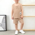 thumbnail image 2 of Fesfesfes Toddler Boy Clothe Fashion Boy and Girls Casual Sleeveless Tops Round Neck Collar Botton Printed Short Pants Sets, 2 of 9