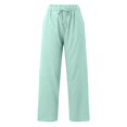 thumbnail image 2 of nochalofo Green Dress Pants Women, Womens Daily Elastic Waist Pockets Straight Solid Color Casual Pants Loose Long Trousers, 2 of 5