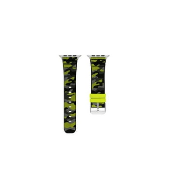 Men Wtch Strp, Sil/blk/lime Camo 42-44mm