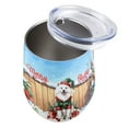 thumbnail image 3 of Merry Christmas Woofmas Xmas Noel Samoyed Elf Candy Cane Snow 12oz Stainless Steel Wine Tumbler Insulated Cup with Lid Siberian Sammy Dog Lover - 13017, 3 of 5