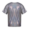 thumbnail image 2 of inhzoy Girls Boys Shiny Metallic Modern Dance Jazz Top Short Sleeve Shirt Dancewear,Sizes 3-16 Black 5-6, 2 of 5